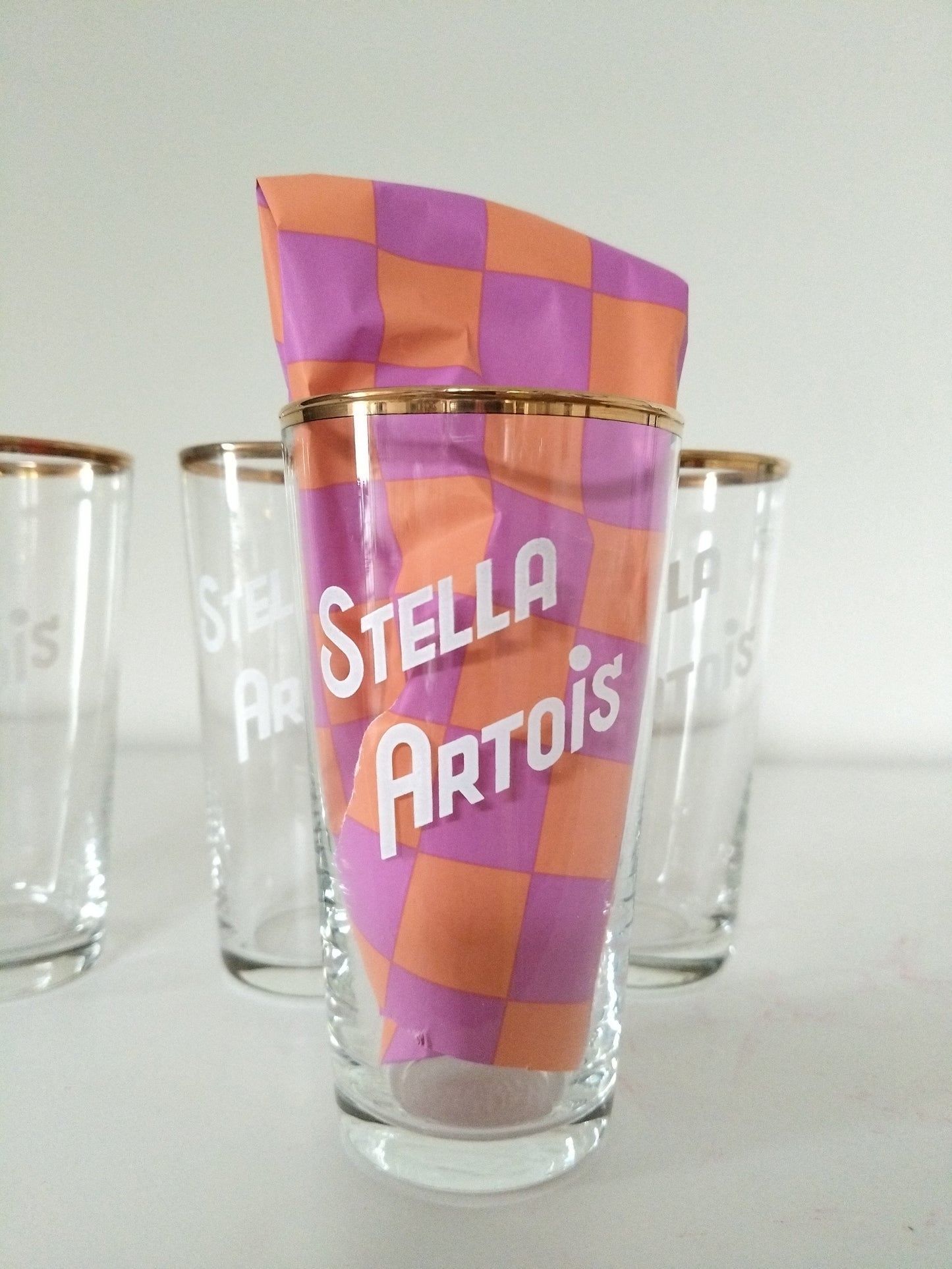 4 anciens verres publicitaires bière Stella Artois