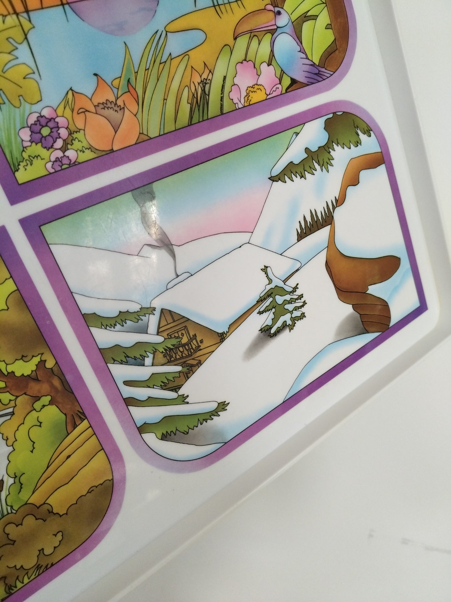 Plateau "les quatre saisons" en plastique par Tupperware 80's