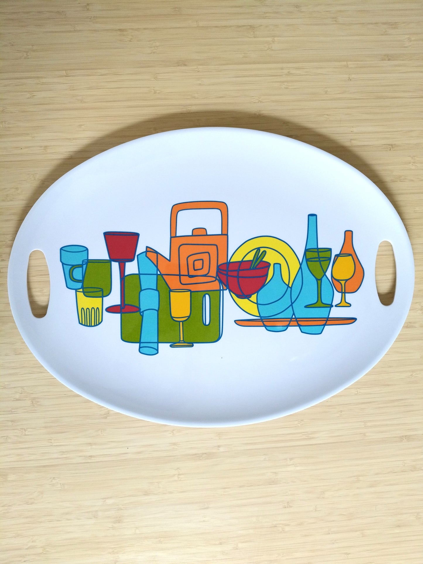 Grand plateau ovale en plastique Geneviève Lethu