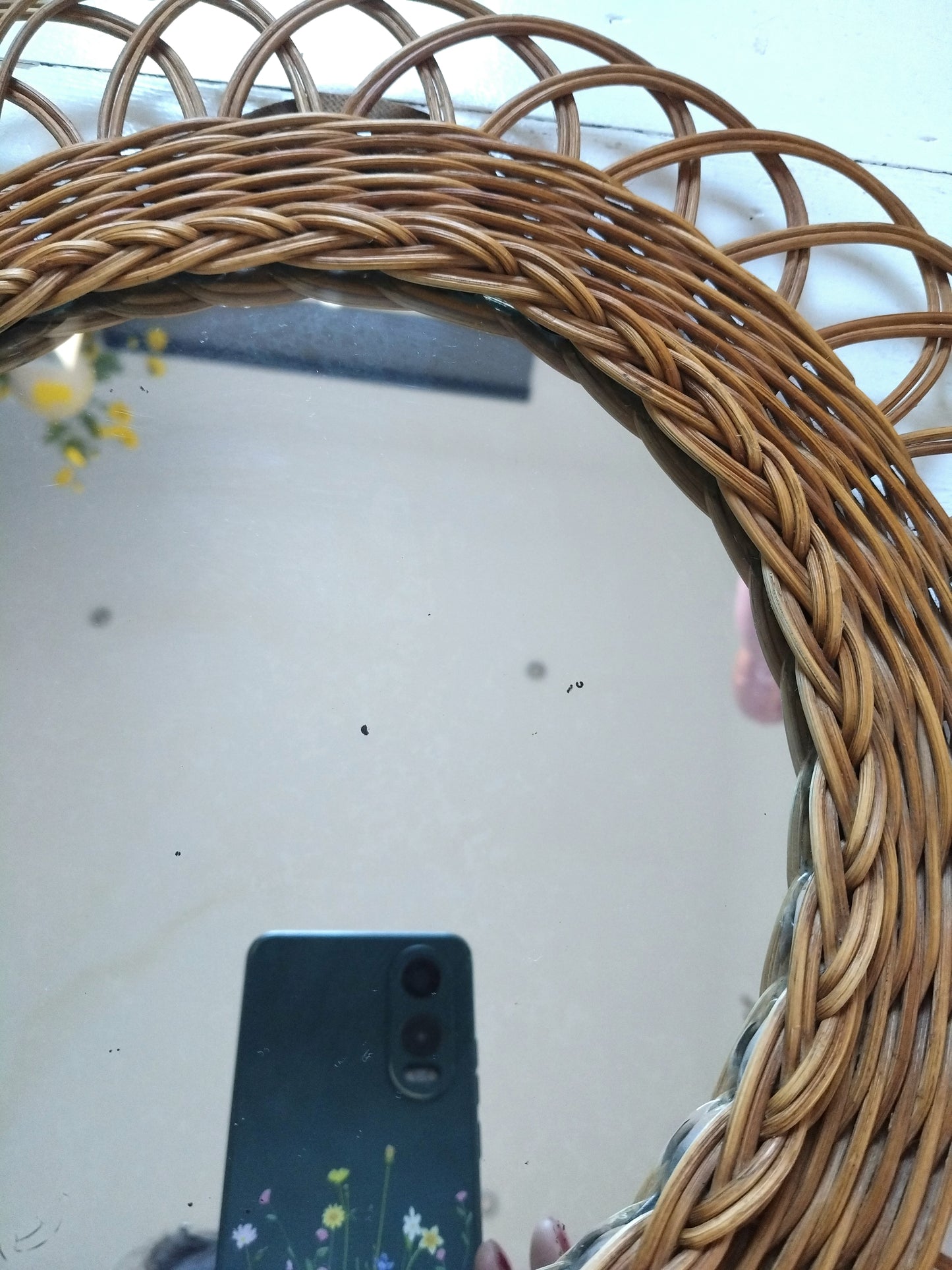 Miroir vintage osier rotin