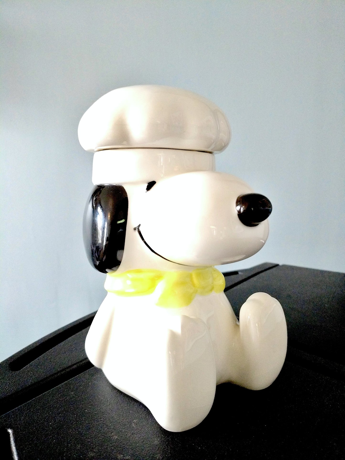 Pot boîte bocal à biscuits en céramique Snoopy cuisinier Japan United Feature Syndicate, Inc 1958-1966