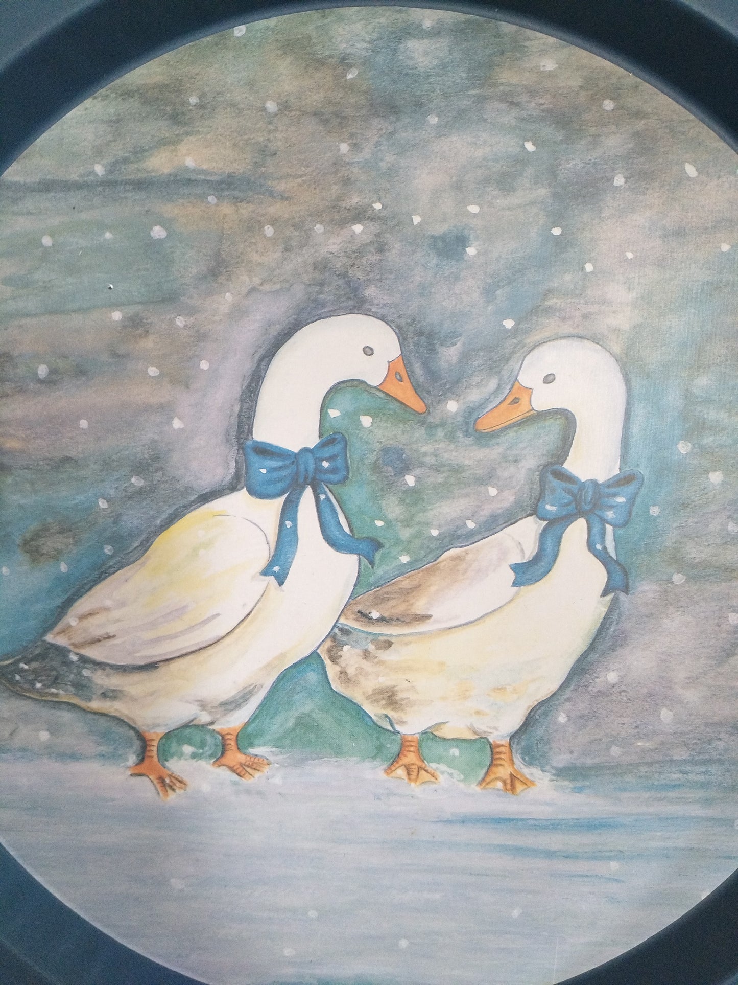 Plateau métallique oies