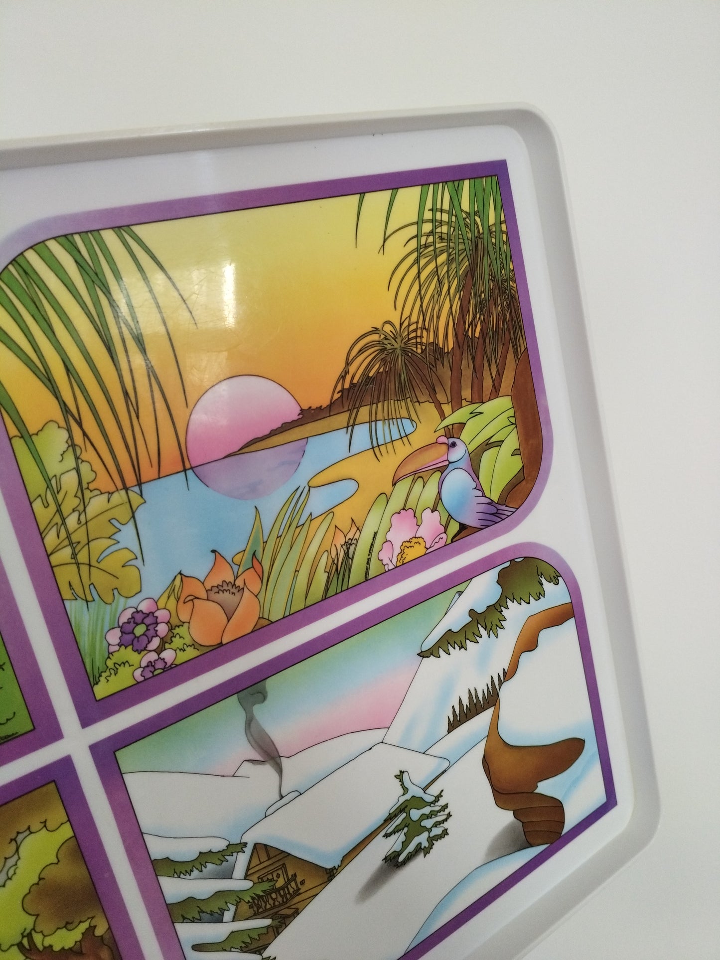 Plateau "les quatre saisons" en plastique par Tupperware 80's