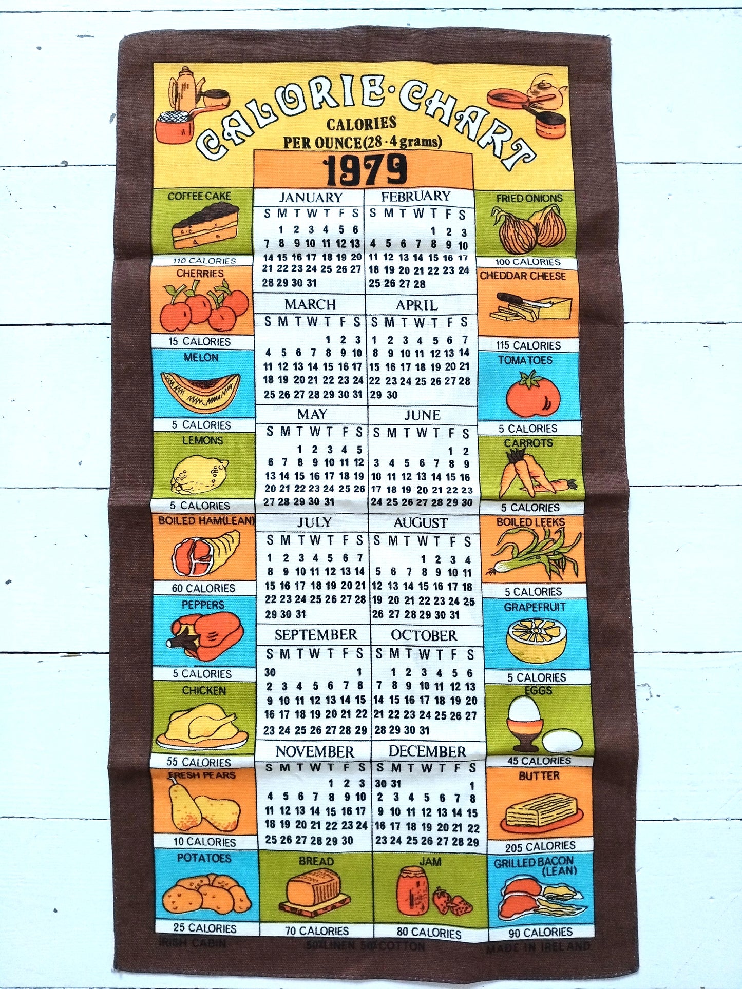 Calendrier en tissu 1979 Irish cabin Irlande