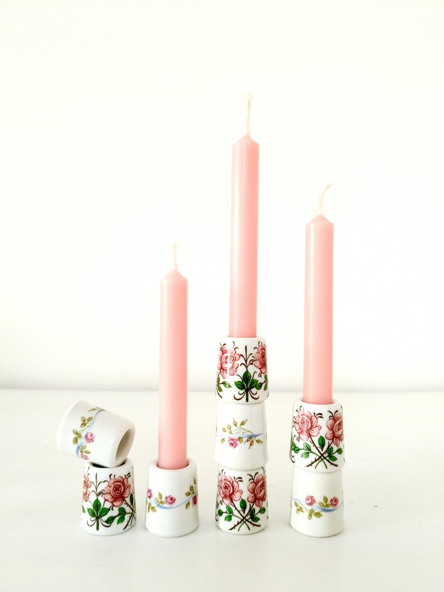 2 mini-bougeoirs en porcelaine Rösler Exquisit West Germany au choix + 2 bougies