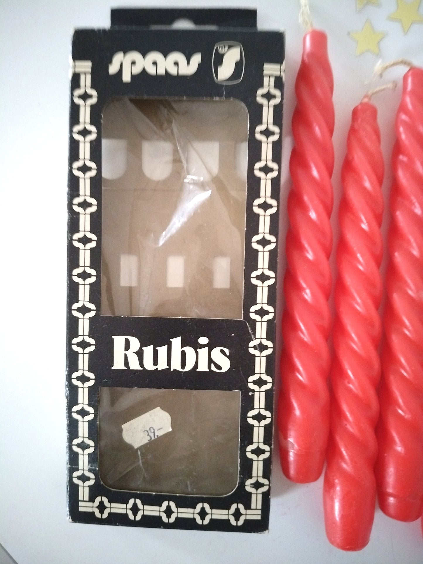 Ensemble de anciennes 4 bougies torsadées Spaas Rubis