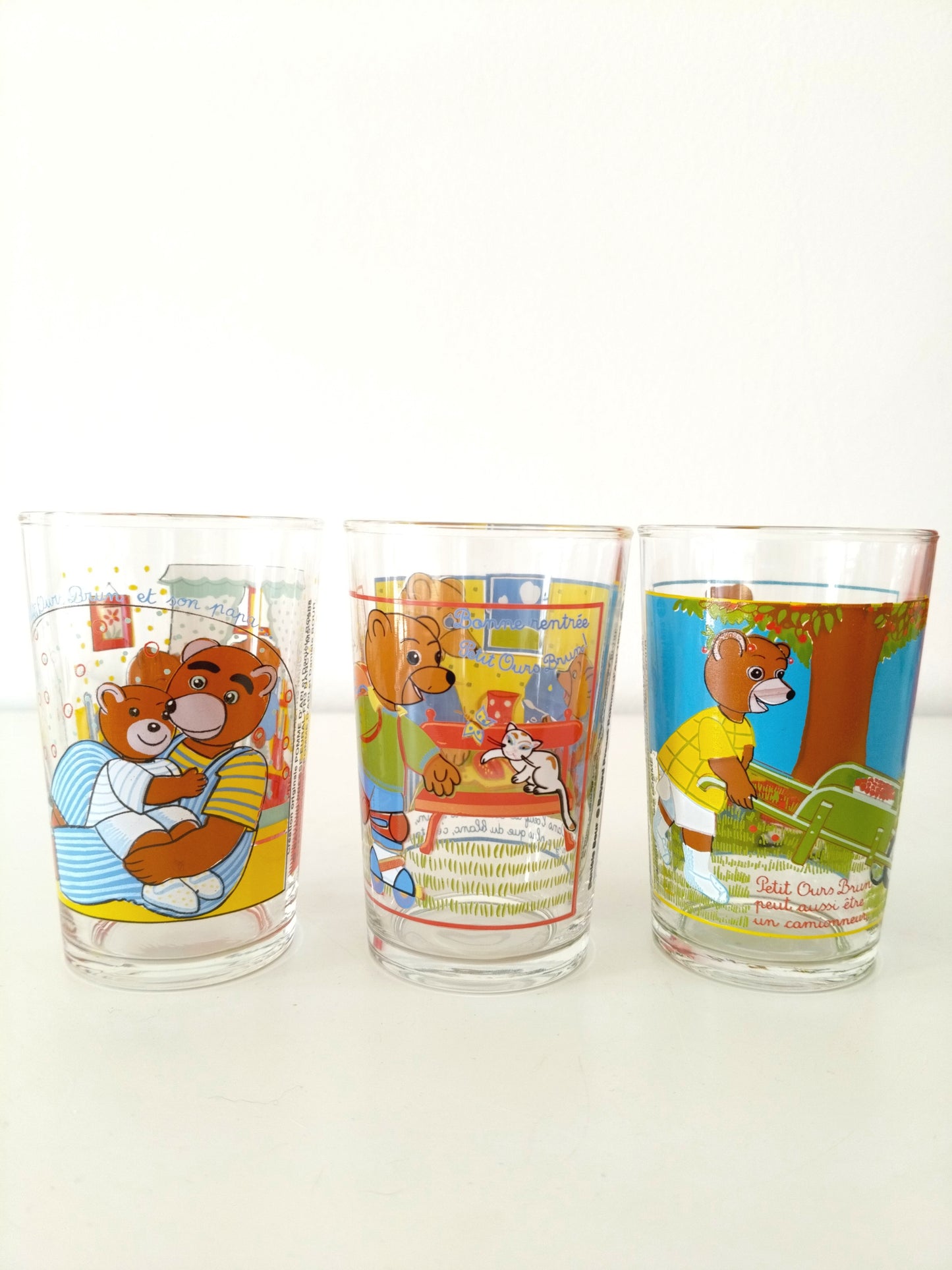 Verre Petit Ours Brun publicitaire Pomme d'Api 1988 et 1999 au choix - cetaitmieuxavant