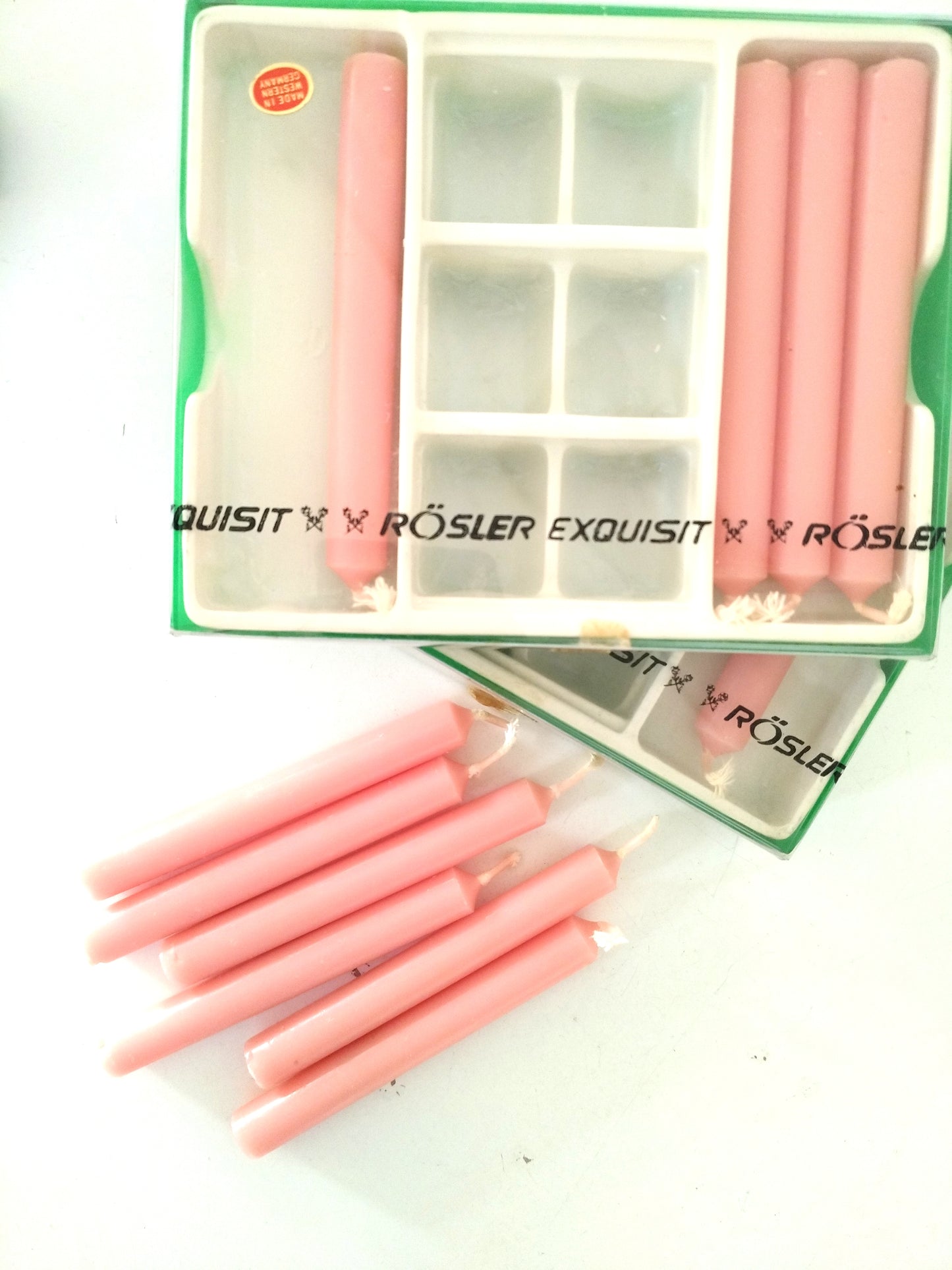 2 mini-bougeoirs en porcelaine Rösler Exquisit West Germany au choix + 2 bougies