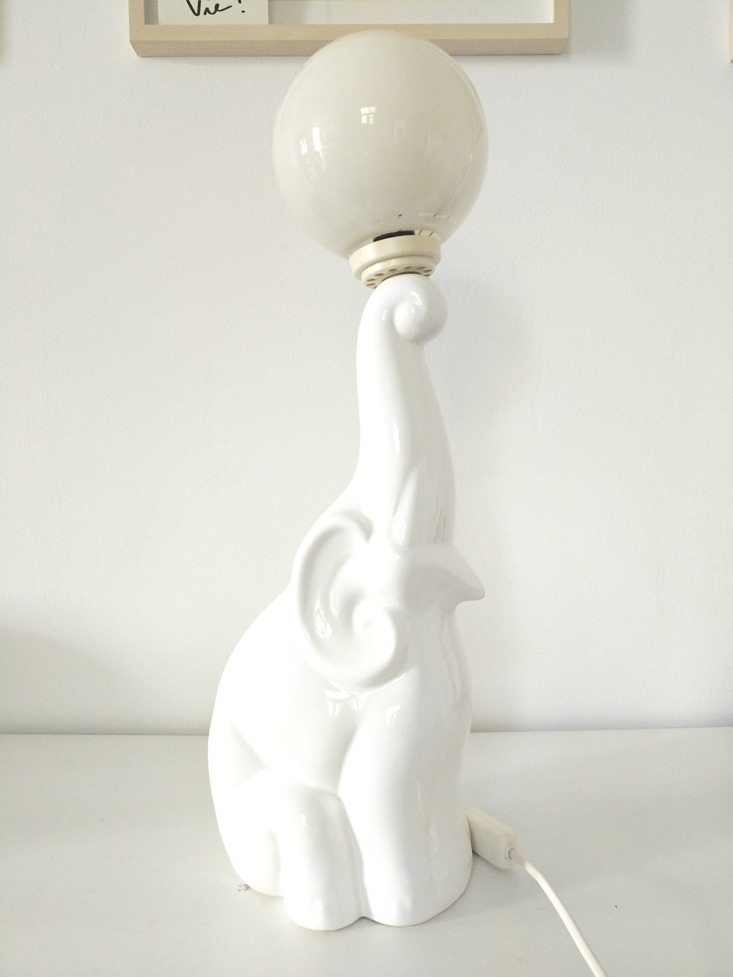 Grande lampe éléphant vintage  en céramique