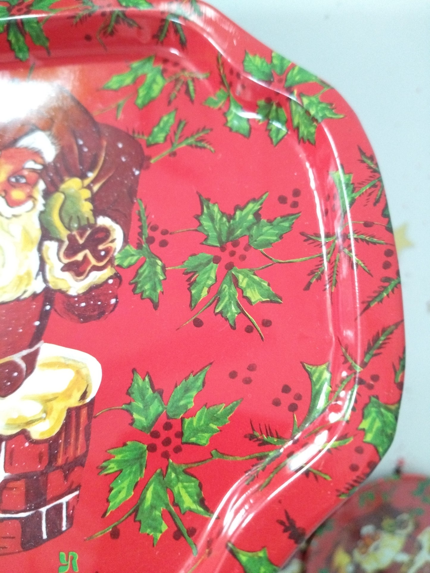 Mini plateau et 4 sous-verres métalliques de Noël publicitaires Yves Rocher