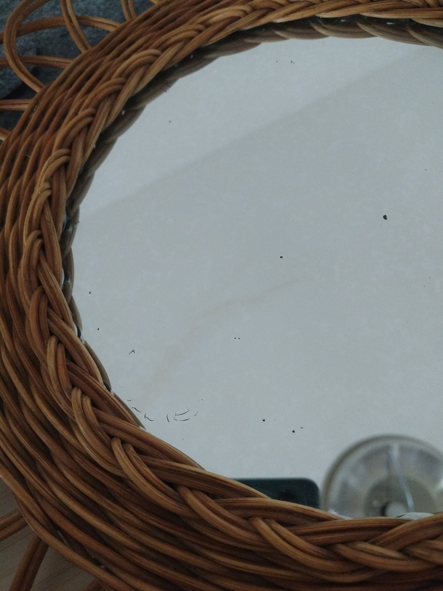 Miroir vintage osier rotin