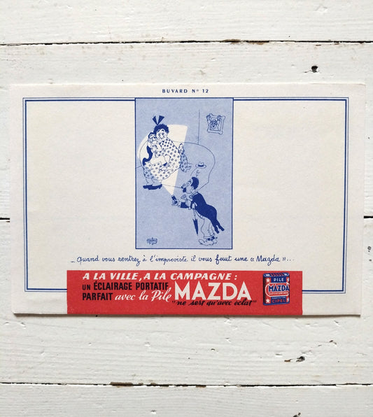 Ancien buvard publicitaire pile Mazda