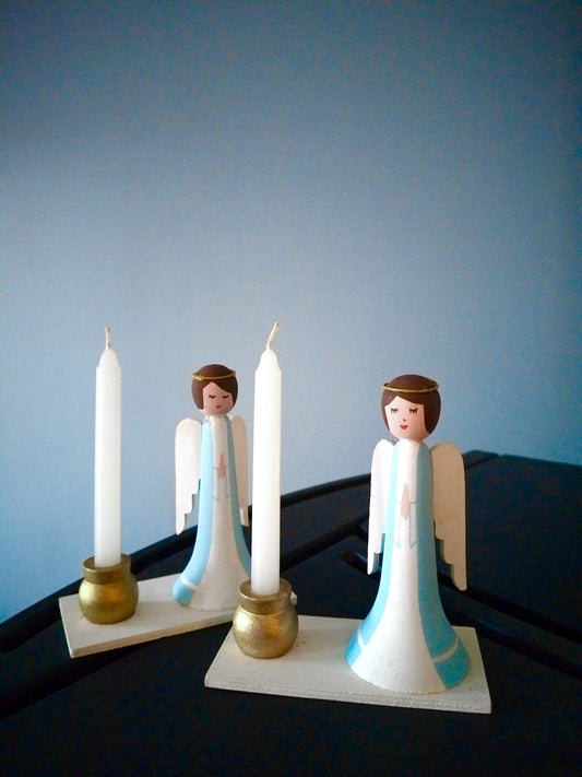 Bougeoir ange en bois Bo-Svensk Hemslöjd Suède Sweden à l'unité