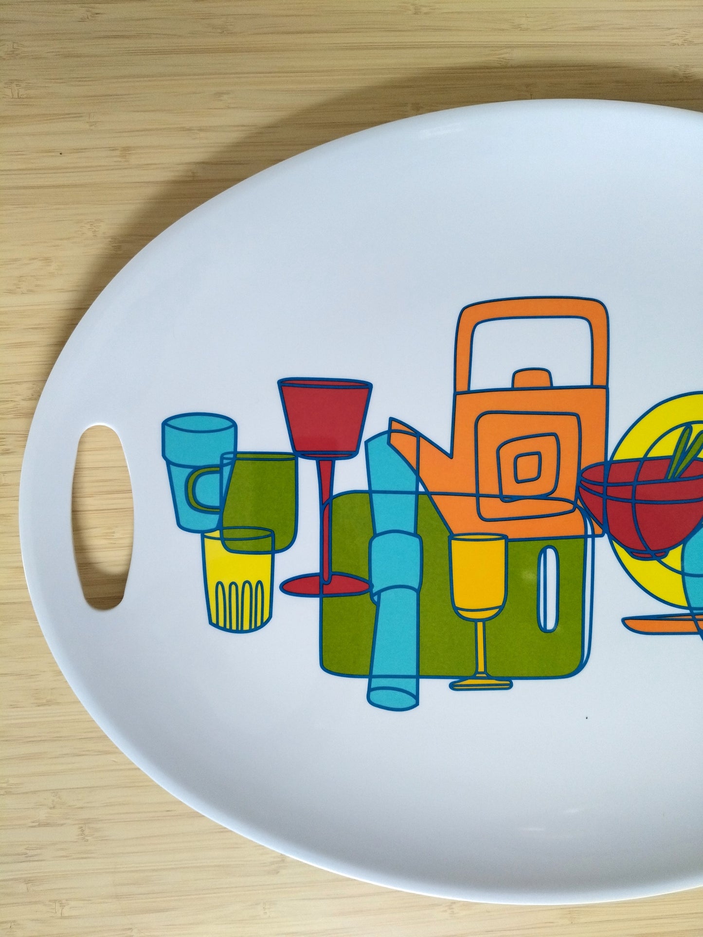 Grand plateau ovale en plastique Geneviève Lethu