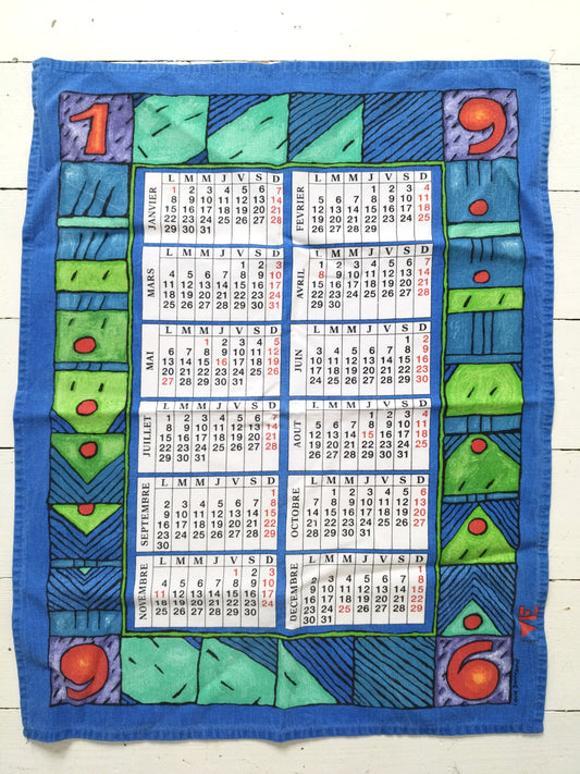 Torchon calendrier 1996 vie féminine Cécile Bertrand