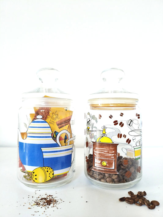 Bocal hermétique en verre café ou thé au choix