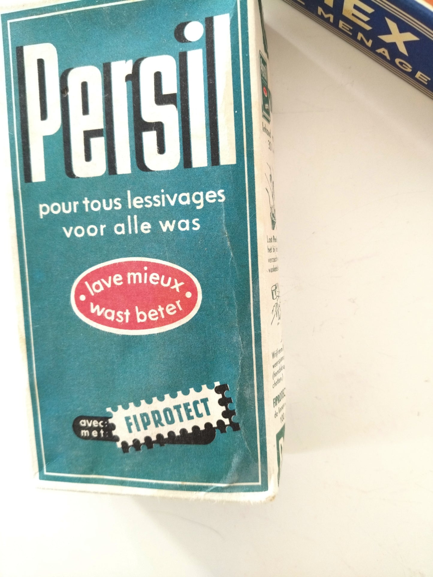 Ancienne boîte cartonnée de lessive Persil ou savon de ménage Palmex (français/ néerlandais)