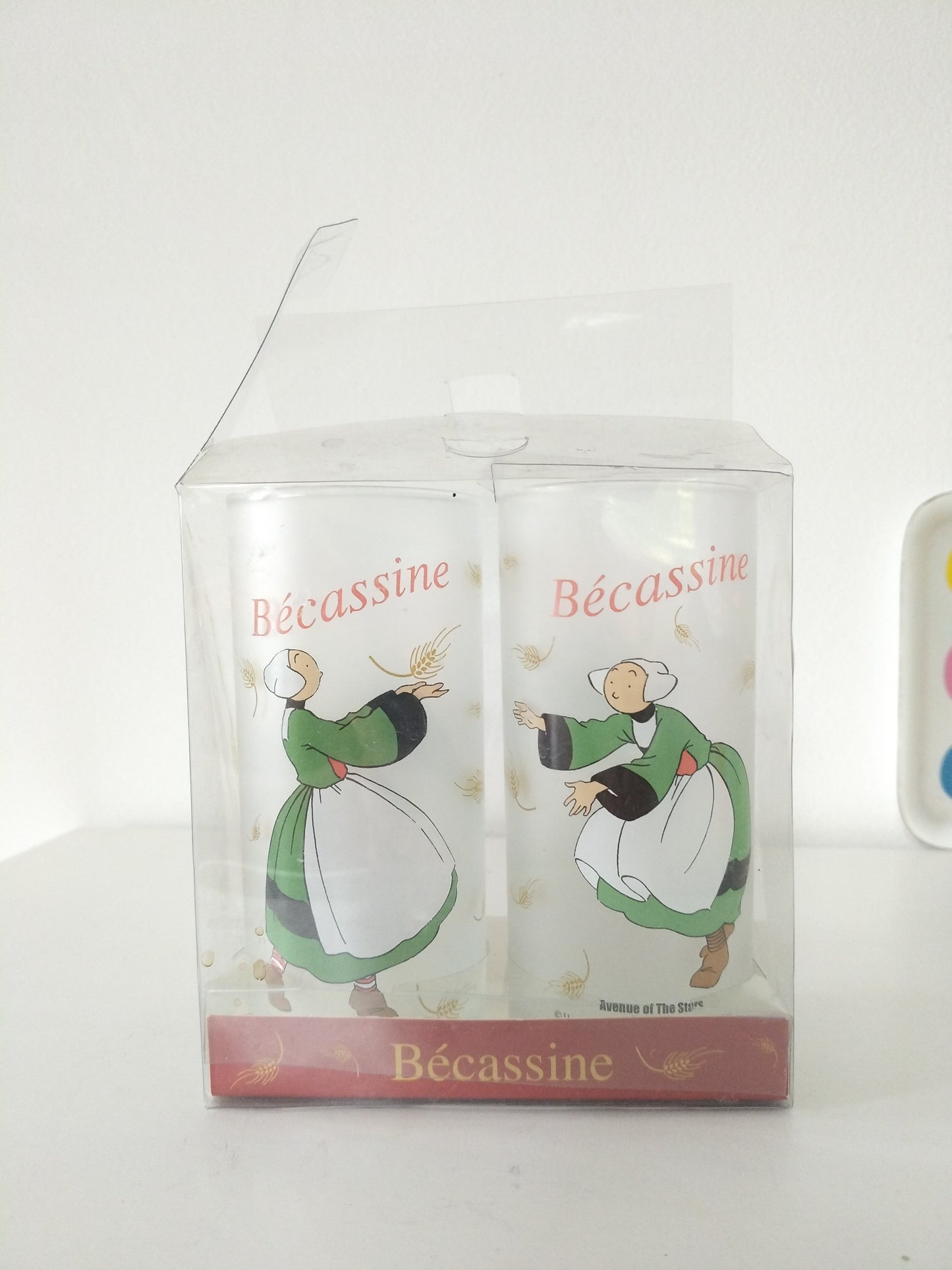Ensemble de 2 grands verres Bécassine Avenue of the stars Hachette Livre/ Gautier Languereau 2009