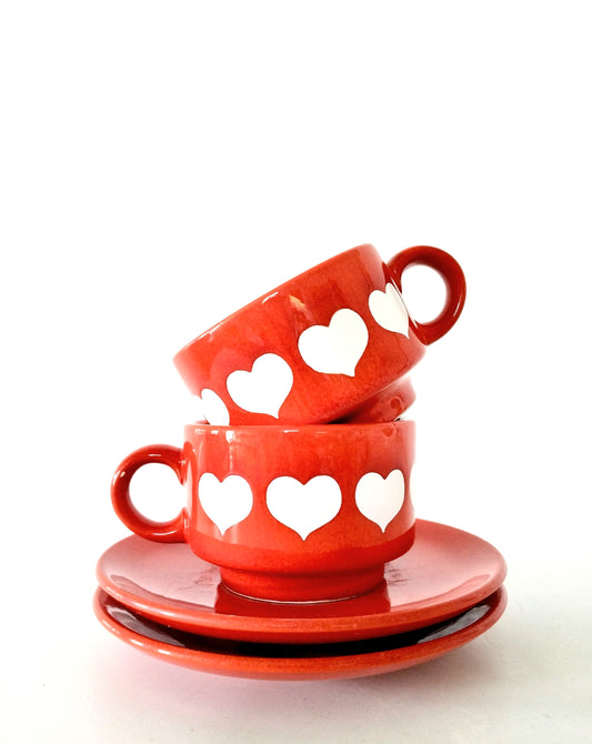 Tasse + soucoupe Waechtersbach décor ❤️ (à l'unité)