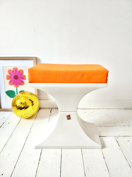 Tabouret d'appoint Flair Prisunic Holland plastique orange et blanc