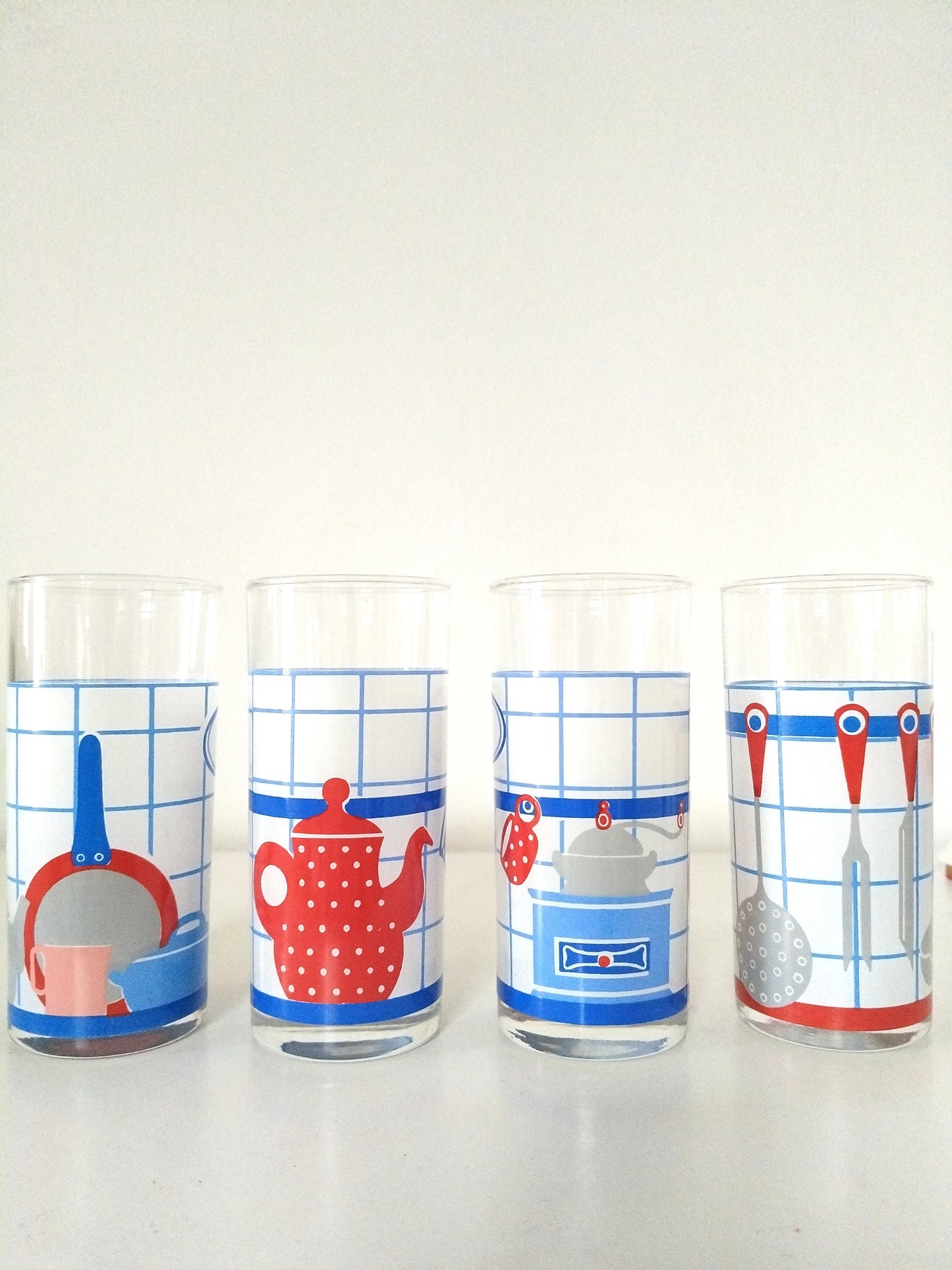 Ensemble de 4 verres décor kitchen