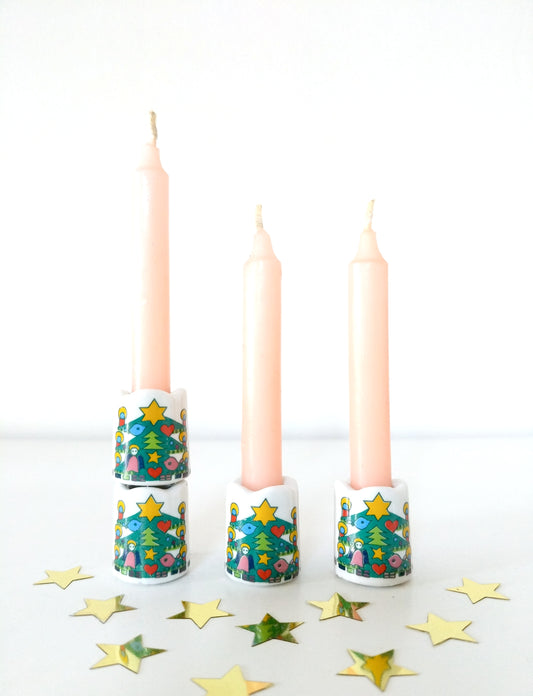 Duo de mini-bougeoirs de Noël Germany + bougies