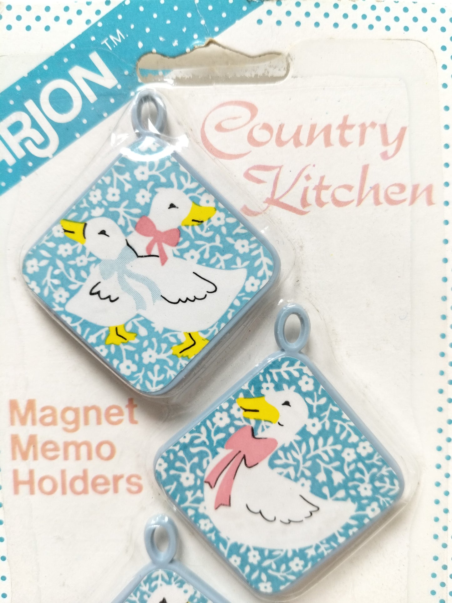 Thermomètre magnétique ou trio de magnets oie Arjon made in Hong Kong 1987