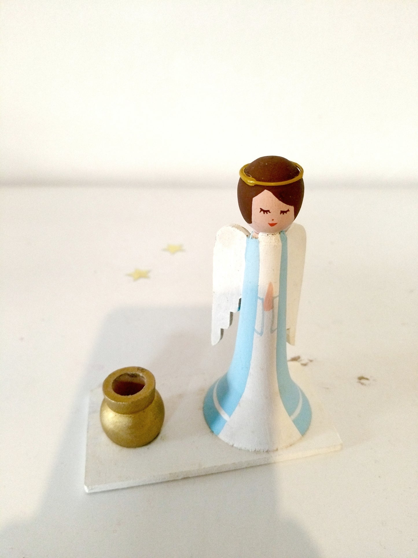 Bougeoir ange en bois Bo-Svensk Hemslöjd Suède Sweden à l'unité