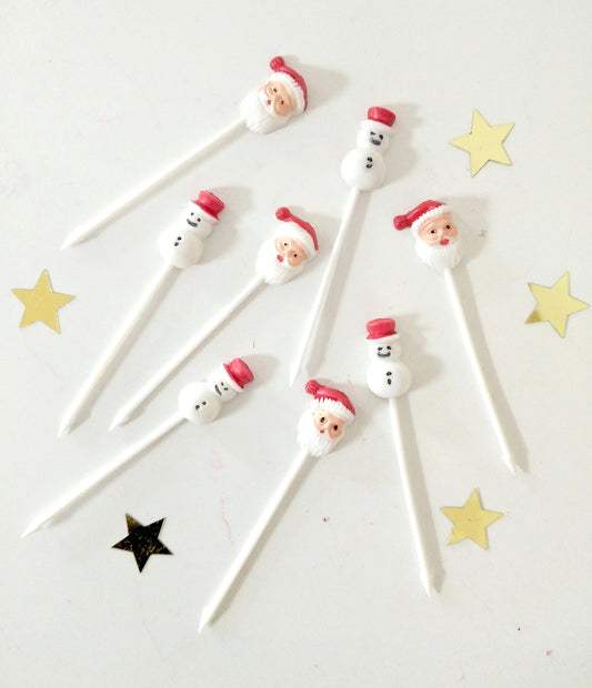 8 piques apéritif de Noël en plastique