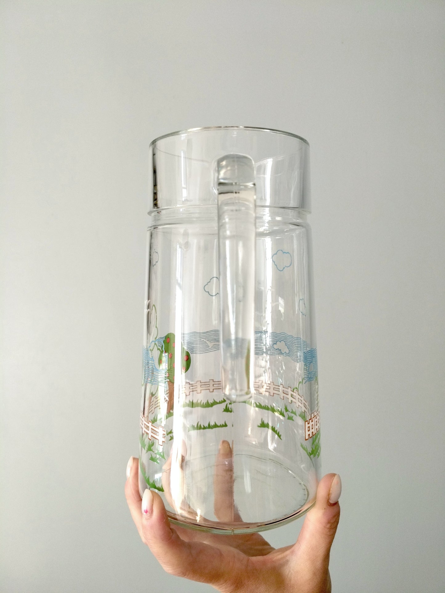 Carafe pichet cruche en verre Duralex décor campagnard