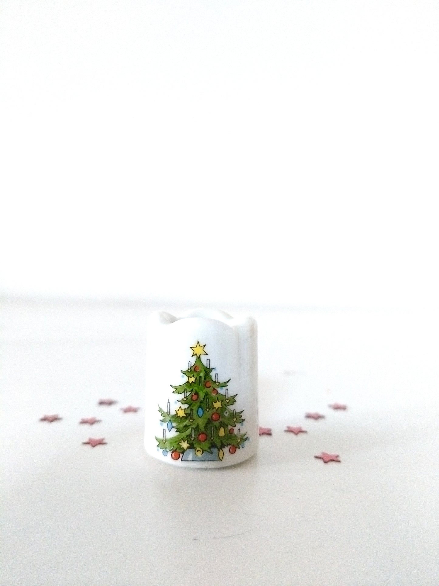 Ensemble de 3 mini-bougeoirs de Noël Germany décor sapin avec bougies rouges