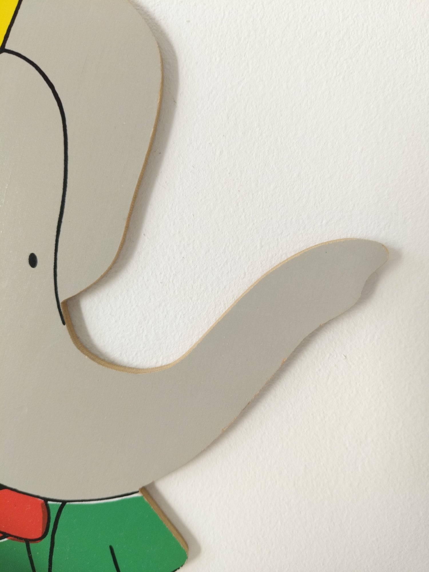 Porte-manteau/ patère murale Babar en bois par L. de Brunhoff 1989 - cetaitmieuxavant