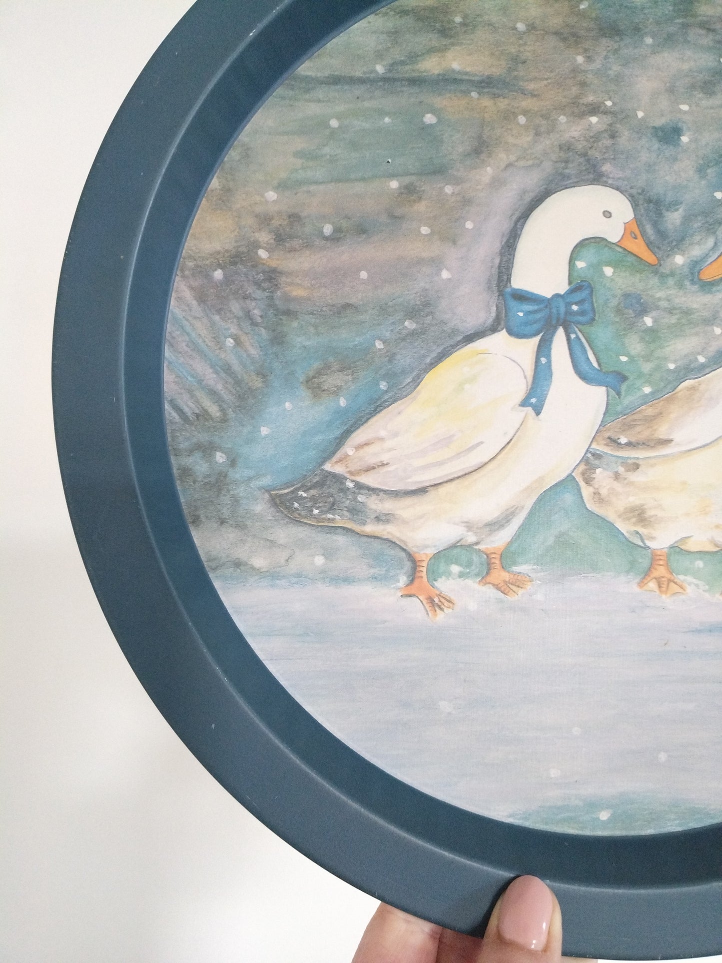 Plateau métallique oies