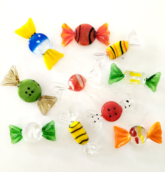 Ensemble au choix de 5 bonbons en verre soufflé/ verre de Murano?