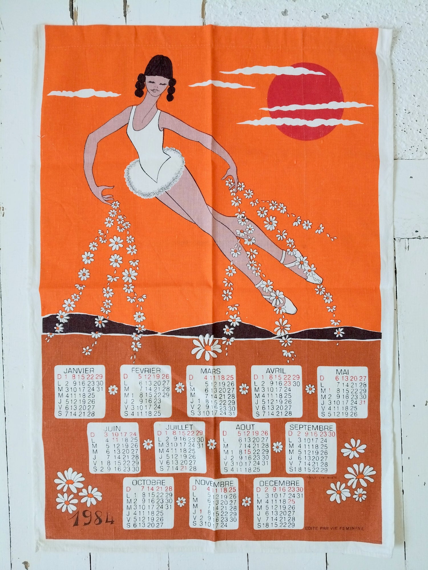 Torchon calendrier 1984 Vie Féminine - cetaitmieuxavant