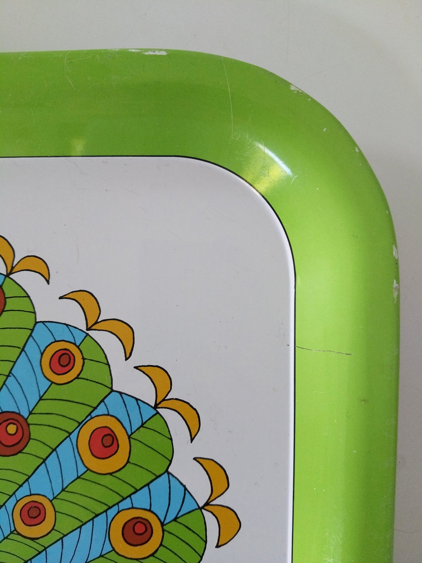 Plateau métallique paon publicitaire Préfontaines Edery