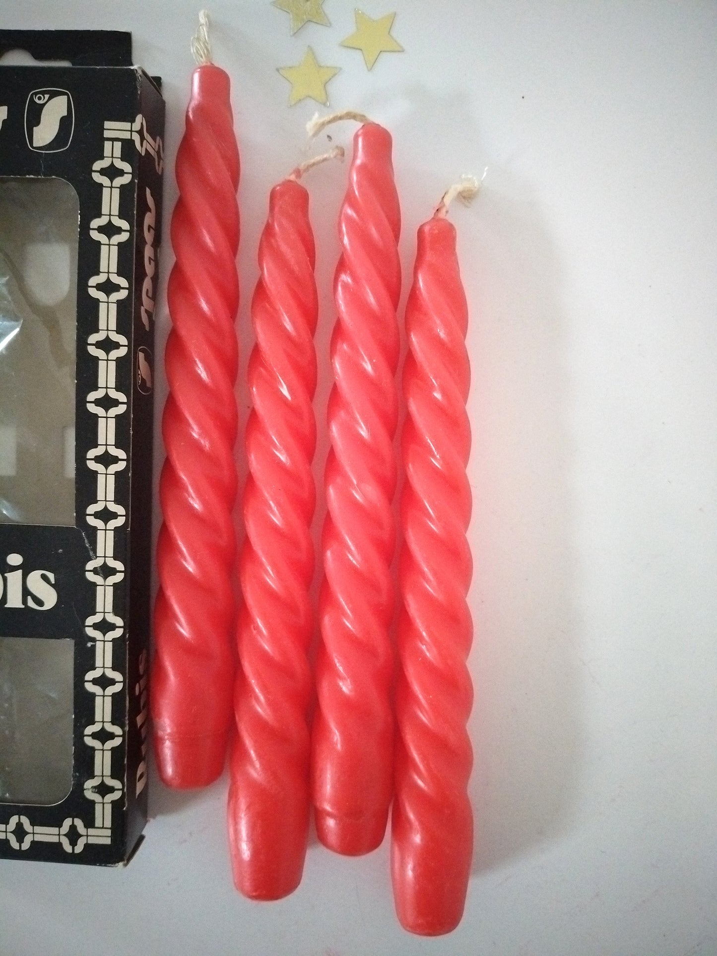 Ensemble de anciennes 4 bougies torsadées Spaas Rubis