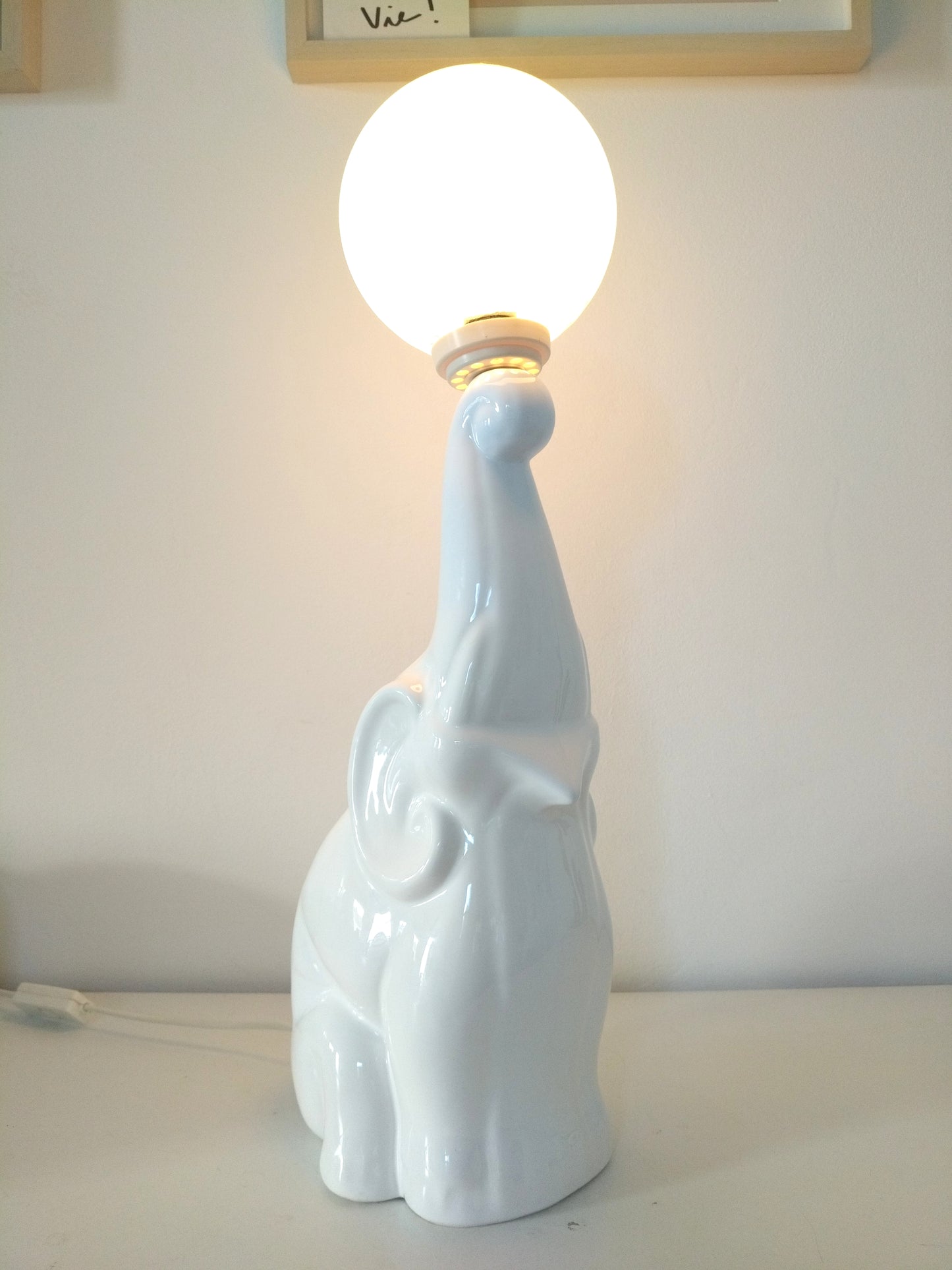 Grande lampe éléphant vintage  en céramique