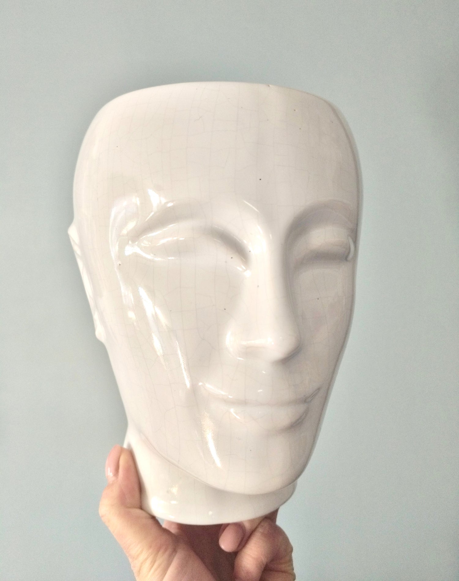 Grand cache-pot tête d'homme en céramique - cetaitmieuxavant