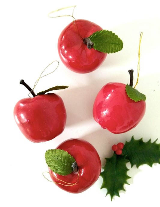 4 pommes de Noël à suspendre