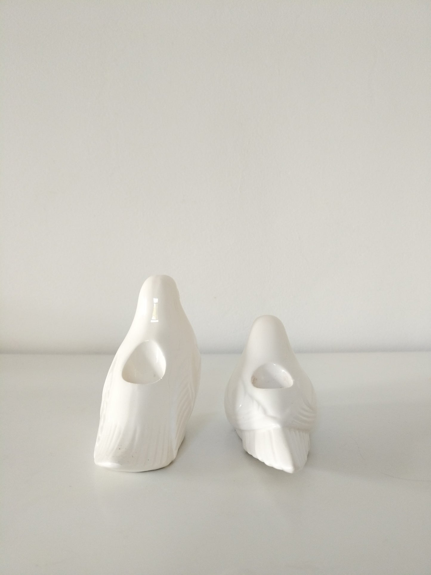 Duo de bougeoirs colombe en céramique
