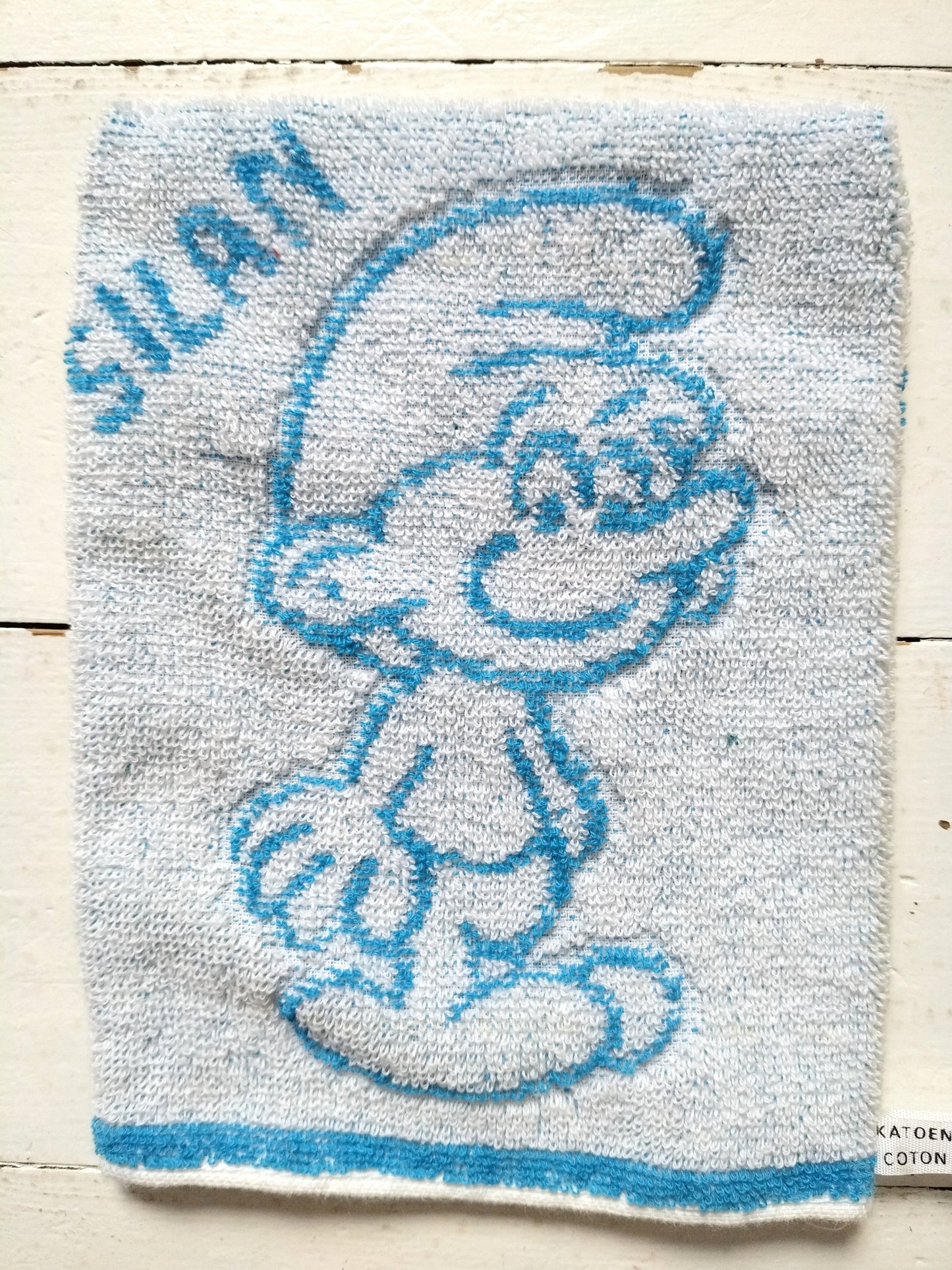 Gant de toilette Schtroumpfs publicitaire Silan