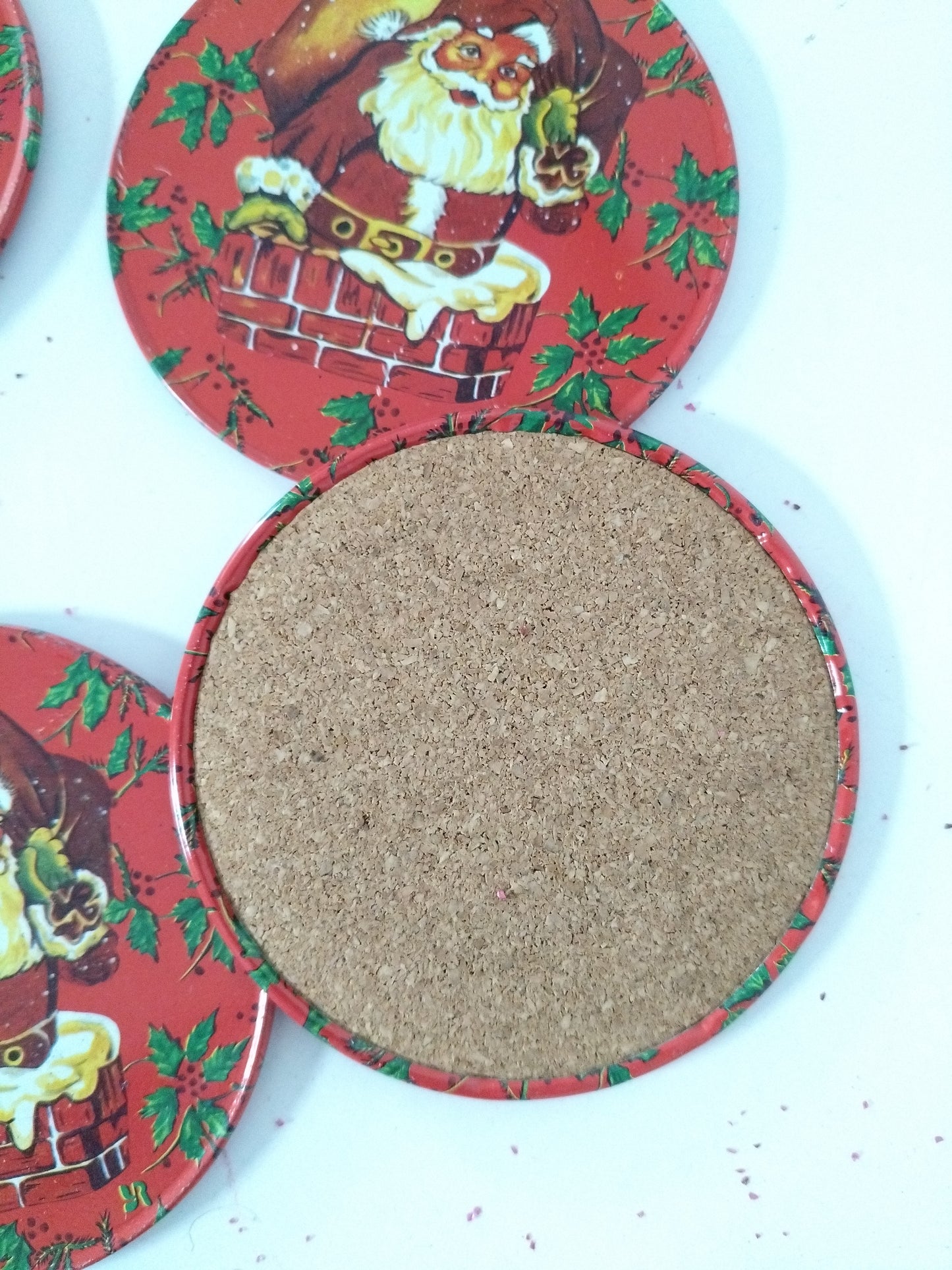 Mini plateau et 4 sous-verres métalliques de Noël publicitaires Yves Rocher