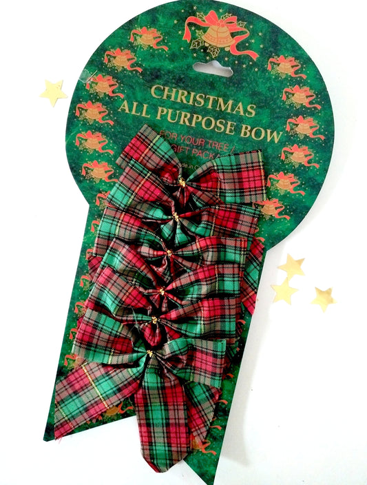 6 nœuds écossais synthétiques pour sapin ou cadeaux