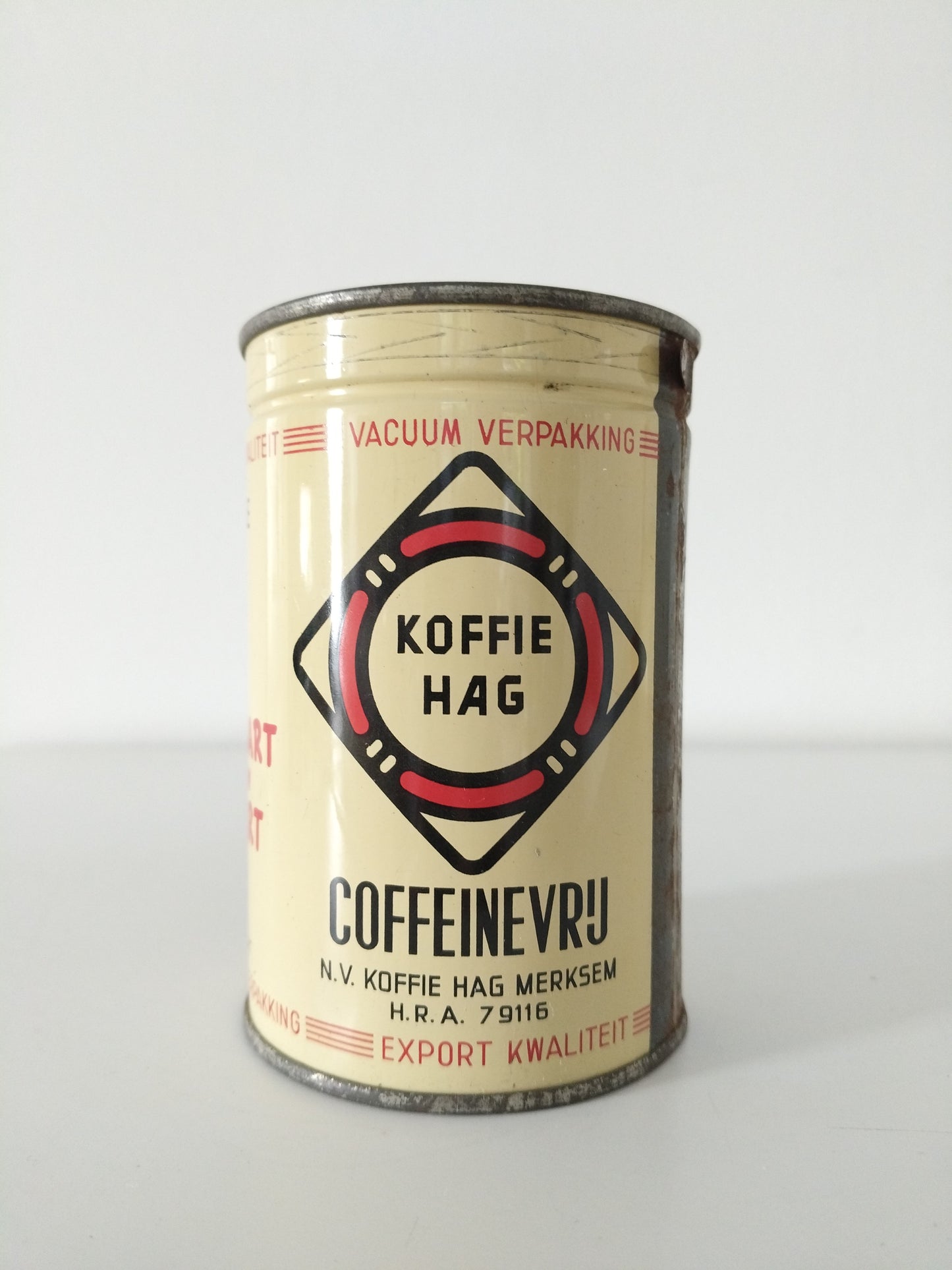 Ancienne boîte métallique scellée café Hag 50's