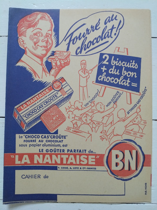 Ancien protège-cahier en papier publicitaire La Nantaise BN A5