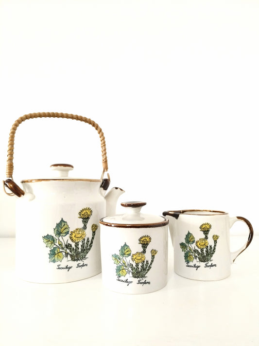 Théière ou ensemble sucrier + crémier en grès au choix