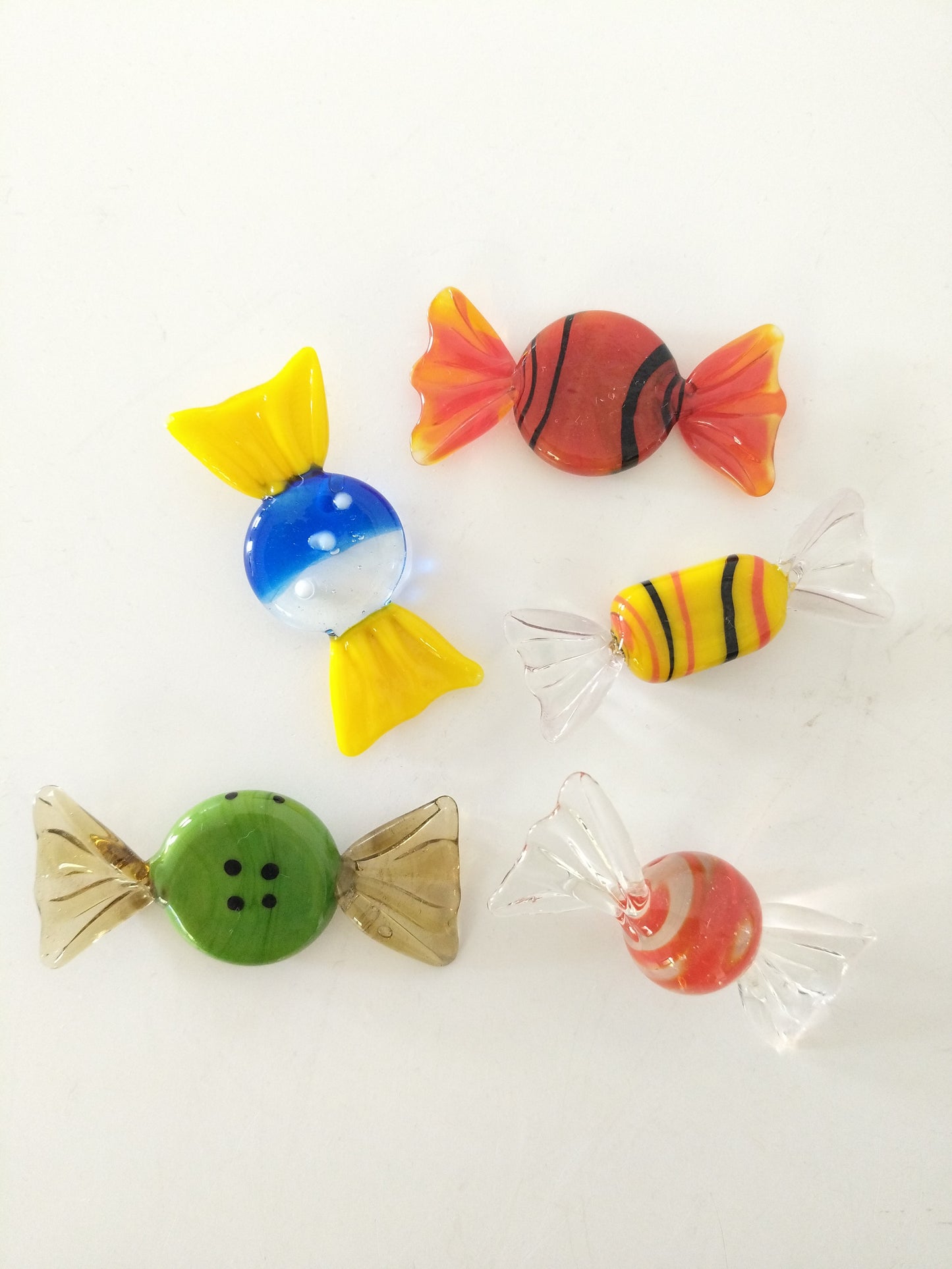 Ensemble au choix de 5 bonbons en verre soufflé/ verre de Murano?