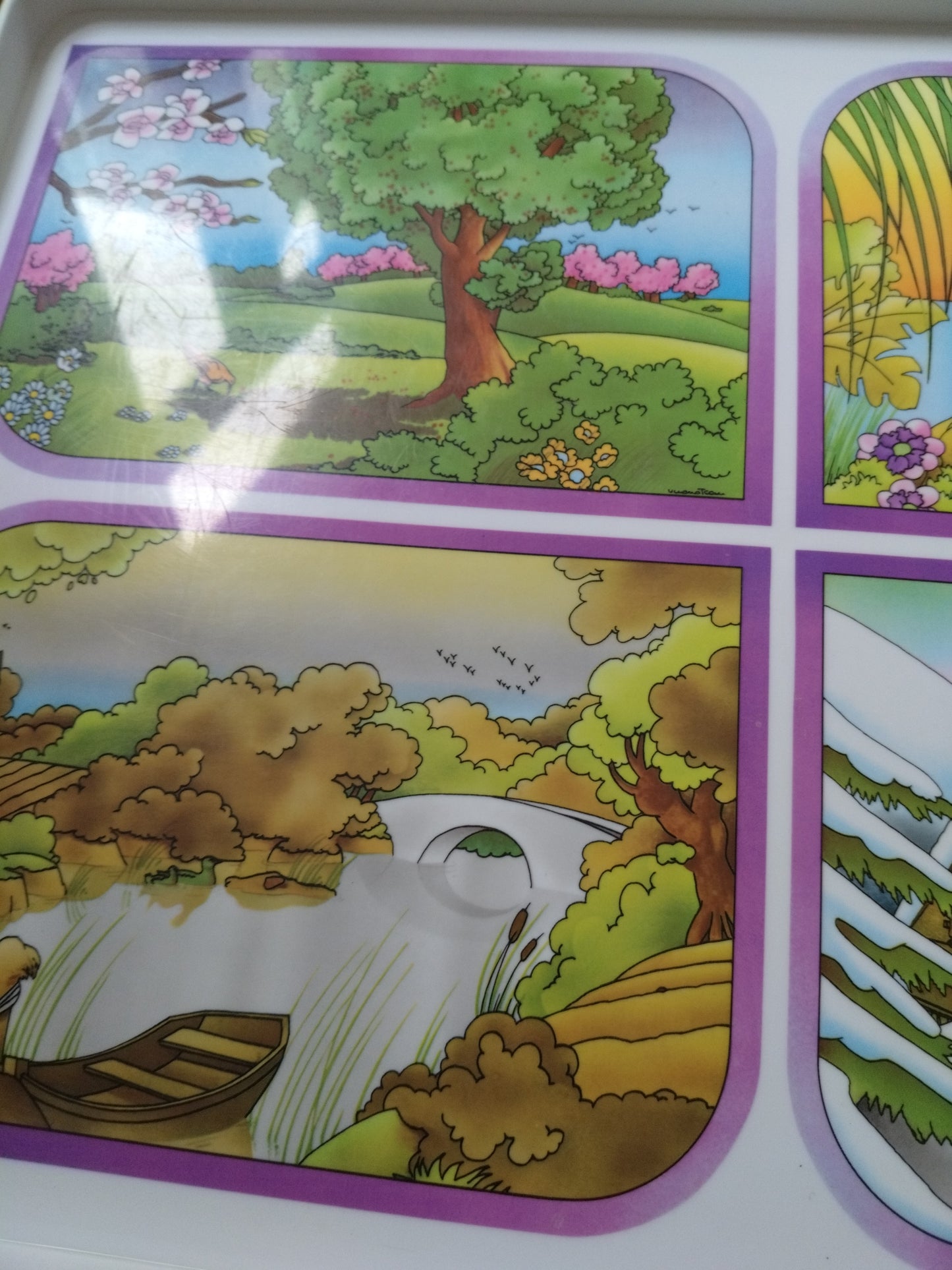 Plateau "les quatre saisons" en plastique par Tupperware 80's