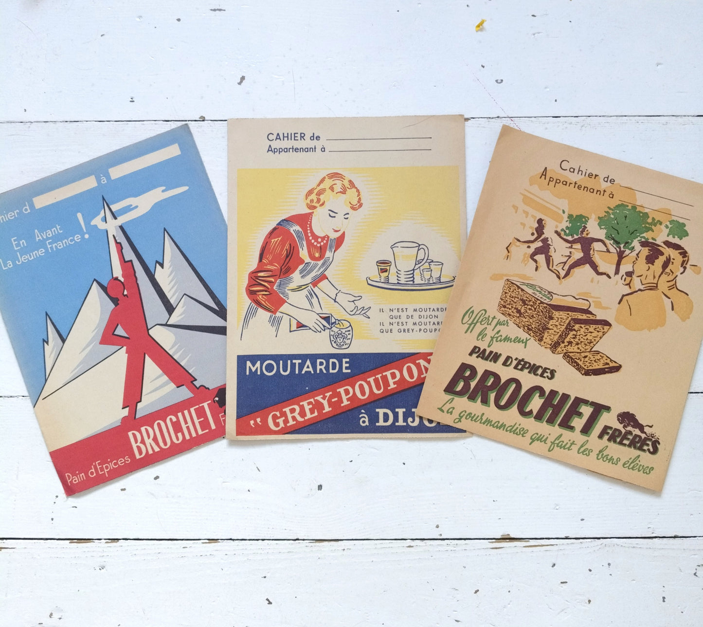 Ancien protège-cahier publicitaire A5 Pain d'Épices Brochet frères ou moutarde Grey-Poupon Dijon au choix